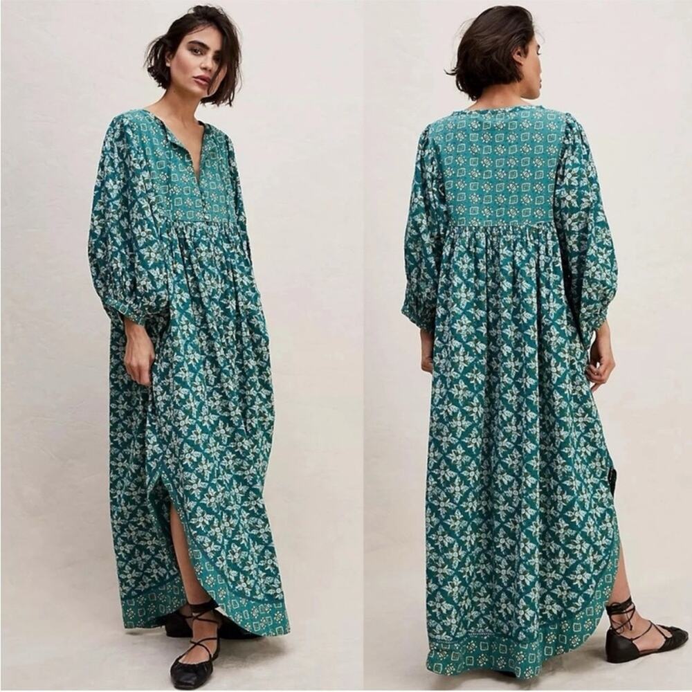 Free People Teal Floral Maxi Dress